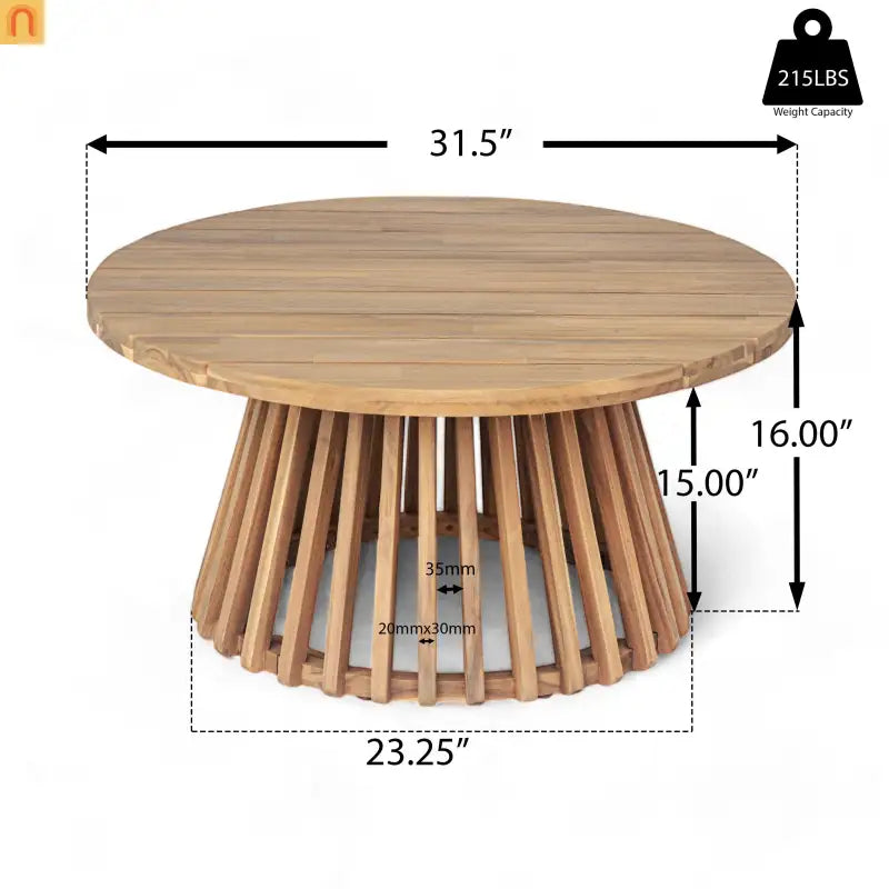 Outdoor Patio Acacia Wood Teak 3-Seater with Coffee Table 67.75in