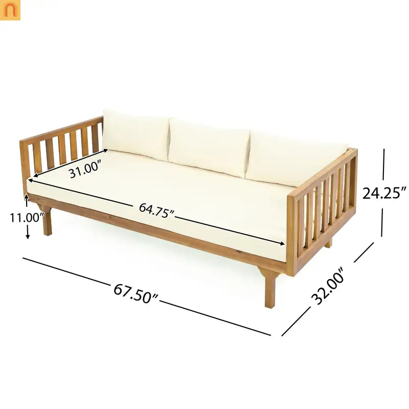 Outdoor Patio Acacia Wood Teak 3-Seater with Coffee Table 67.75in