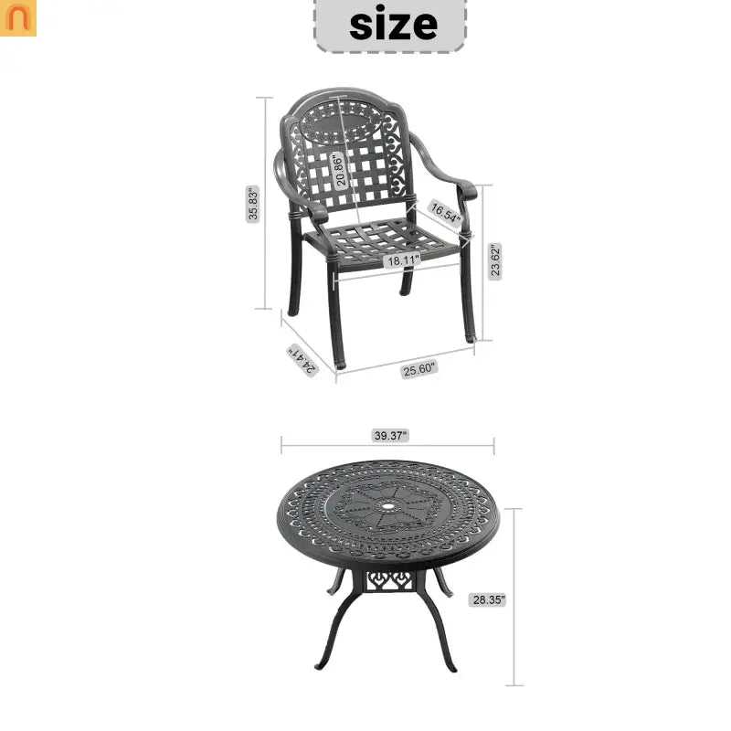 5-Piece Outdoor Patio Set Cast Aluminum Black