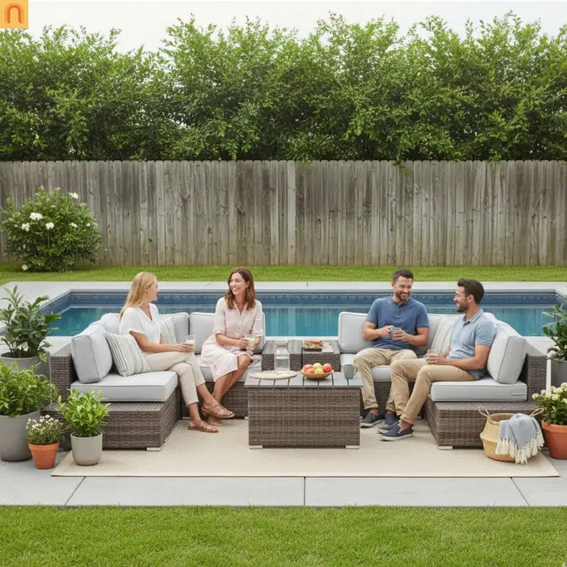 Outdoor Sectional Wicker 4 Person 148" Wide
