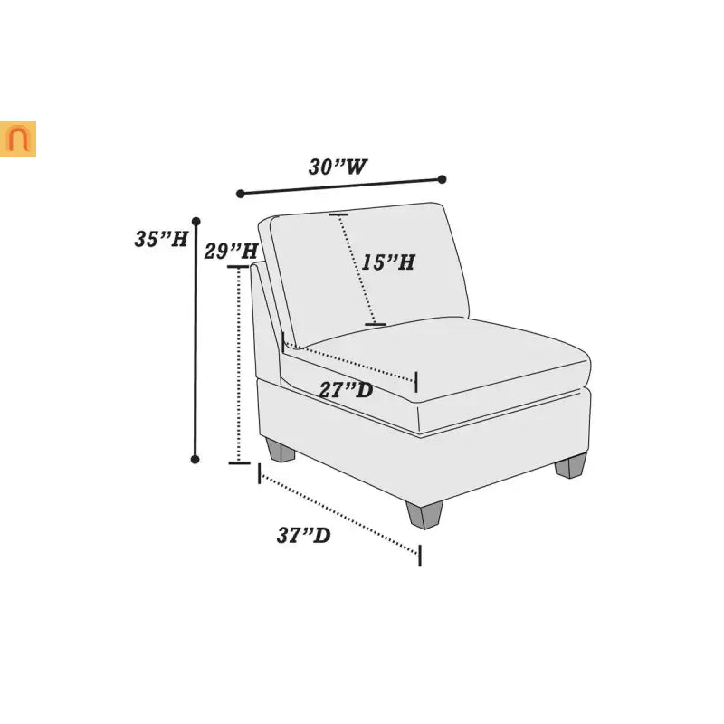 Sectional Sofa Modular Chenille Gray 7-Piece Ottoman