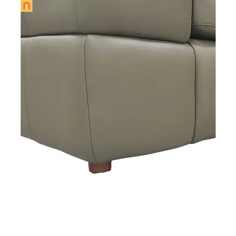 Sectional Modular Leather Match Olive Green Square Arm 8-Seat 159in