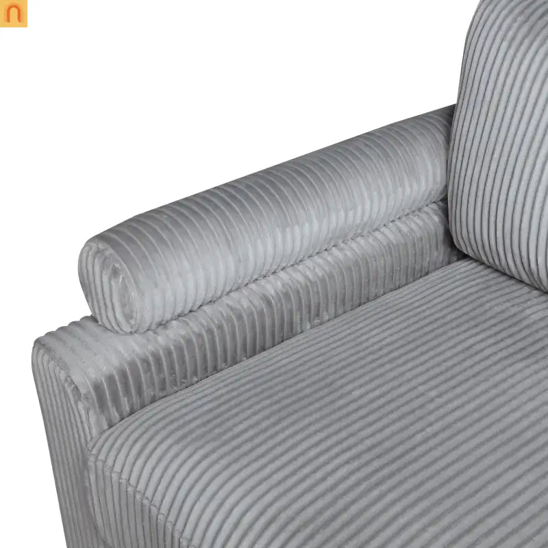 Sectional Sofa Modular Corduroy Gray 6-Seat 160in 2 Ottomans