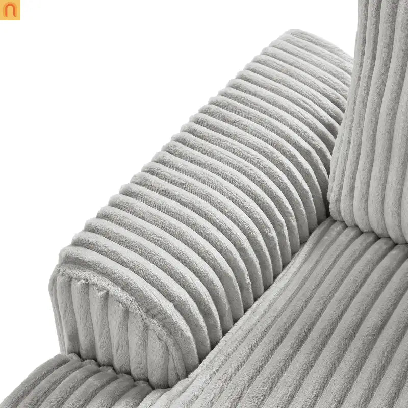 Chaise Lounge Sectional U-Shaped Corduroy Gray 5-Seat 7 Pillows 129in