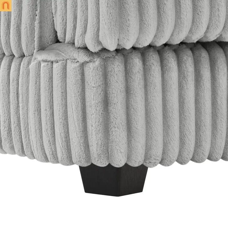 Chaise Lounge Sectional U-Shaped Corduroy Gray 5-Seat 7 Pillows 129in