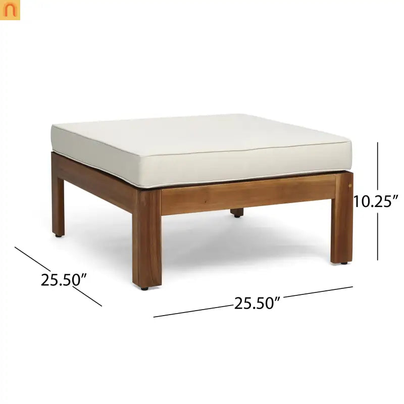 Outdoor Sofa Set Acacia Wood Teak Beige Cushions 5-Piece