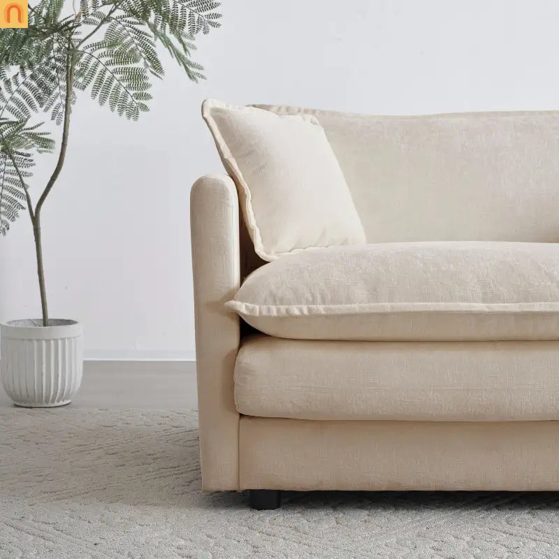 Modular Chenille Sofa Set - 7-Seat 3-Piece Light Coffee