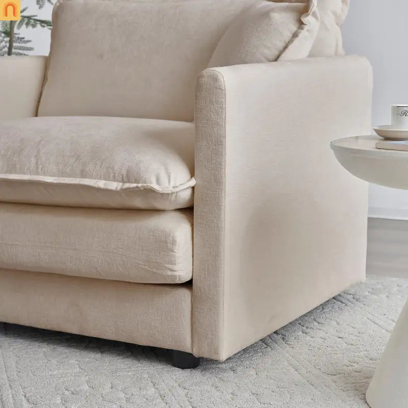Modular Chenille Sofa Set - 7-Seat 3-Piece Light Coffee