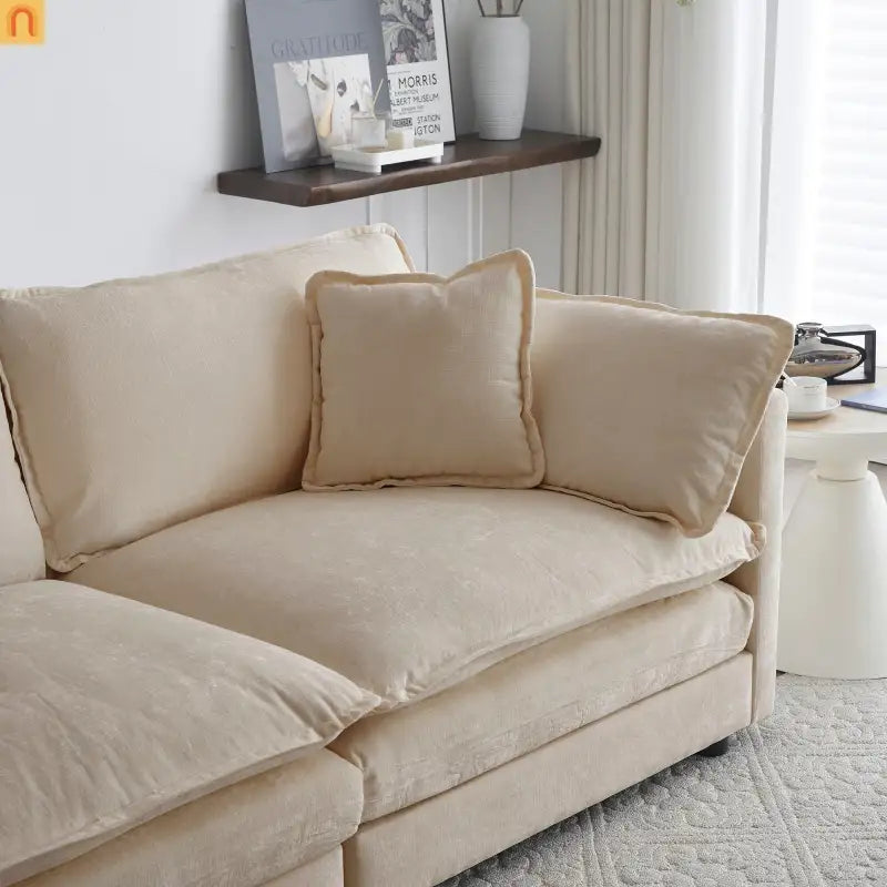 Modular Chenille Sofa Set - 7-Seat 3-Piece Light Coffee