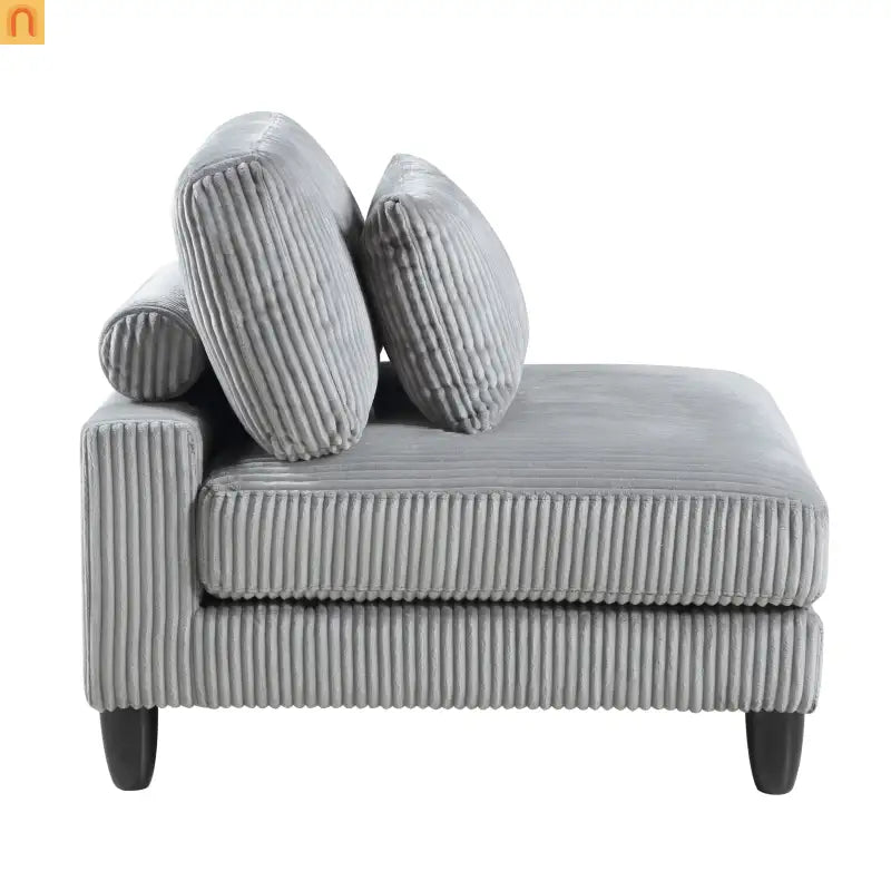 Sectional Sofa Modular Corduroy Gray 5-Seat 120in Ottoman
