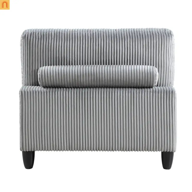 Sectional Sofa Modular Corduroy Gray 5-Seat 120in Ottoman