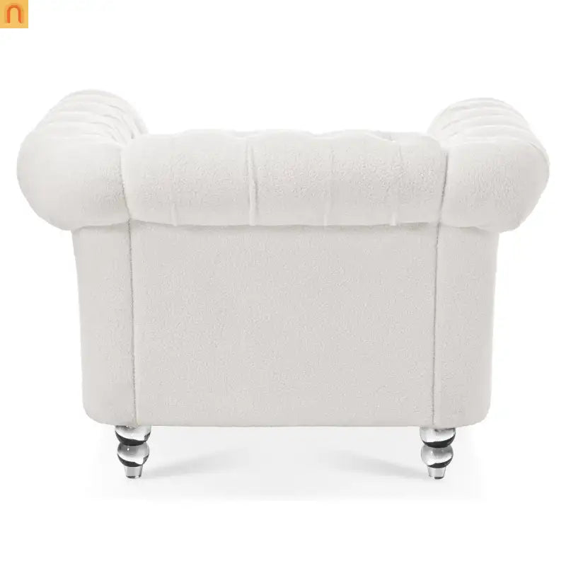 Sofa Modern Velvet White 1-Seat Acrylic Legs Pocket Spring 220 lb 38in
