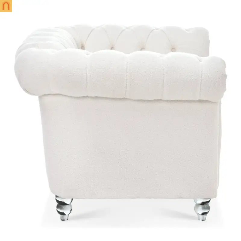 Sofa Modern Velvet White 1-Seat Acrylic Legs Pocket Spring 220 lb 38in