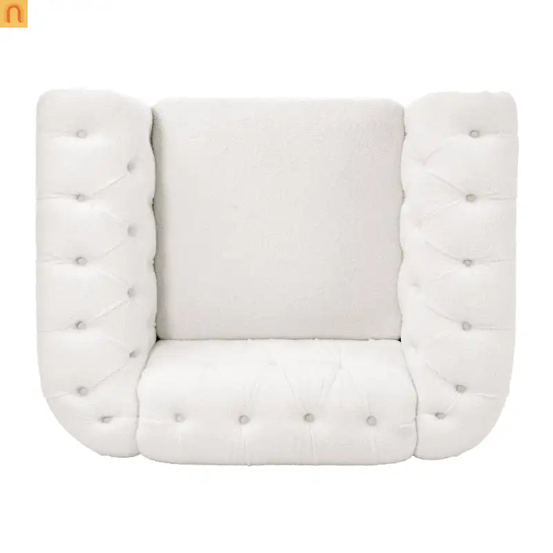 Sofa Modern Velvet White 1-Seat Acrylic Legs Pocket Spring 220 lb 38in