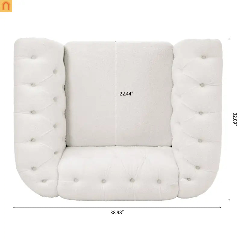 Sofa Modern Velvet White 1-Seat Acrylic Legs Pocket Spring 220 lb 38in