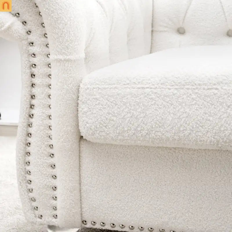 Sofa Modern Velvet White 1-Seat Acrylic Legs Pocket Spring 220 lb 38in