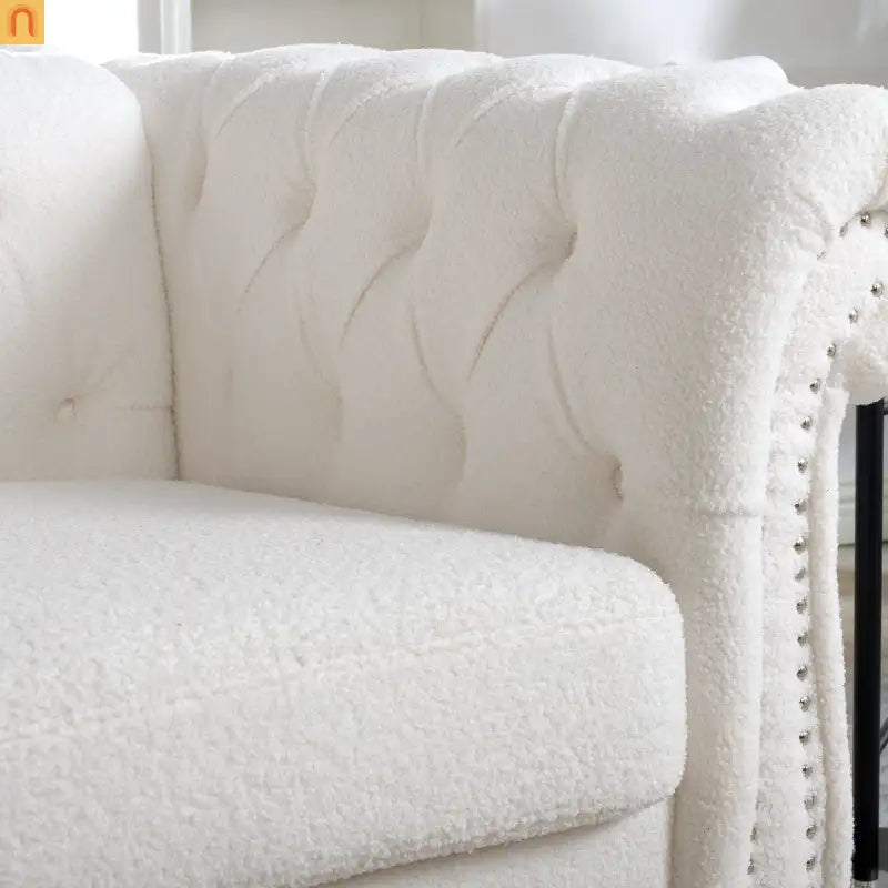 Sofa Modern Velvet White 1-Seat Acrylic Legs Pocket Spring 220 lb 38in