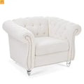 Sofa Modern Velvet White 1-Seat Acrylic Legs Pocket Spring 220 lb 38in