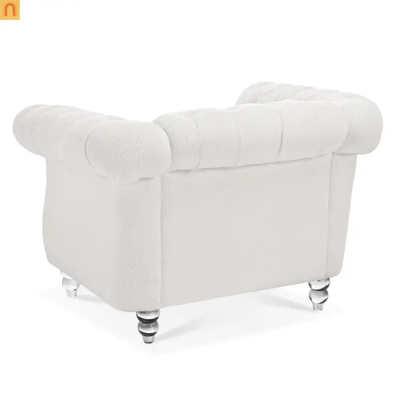 Sofa Modern Velvet White 1-Seat Acrylic Legs Pocket Spring 220 lb 38in