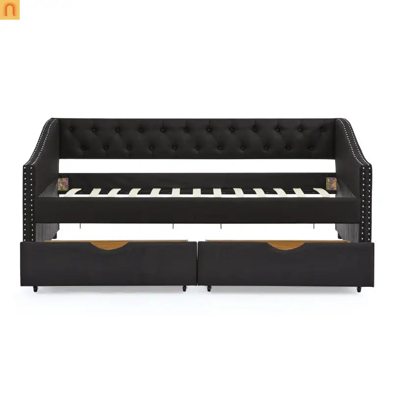 Twin Platform Bed Solid Pine White 2 Storage Drawers Guardrails