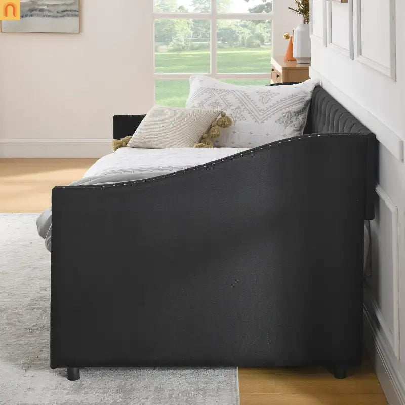 Twin Platform Bed Solid Pine White 2 Storage Drawers Guardrails