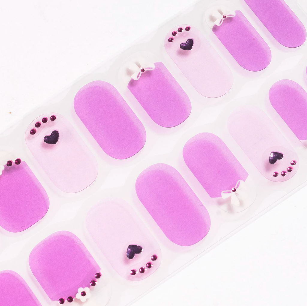 Lavender Heart Gel Nails